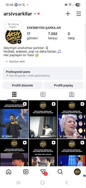 7000 organik takipçili ⚡müzik&amp;sarki sayfası⚡1.4 milyon görüntülenme