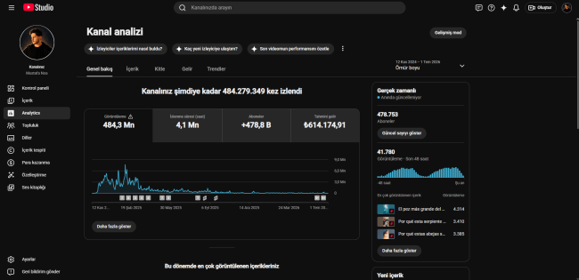 478 bin aboneli aktif para kazanması açık youtube kanalı