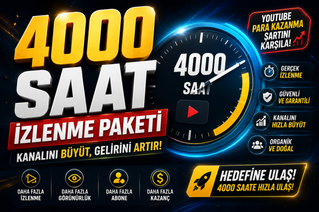 Youtube 4000 saat izlenme paketi