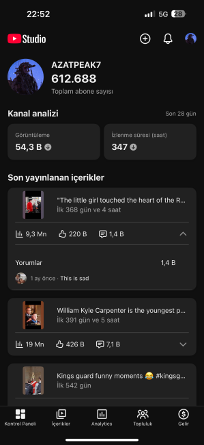 615k yt shorts hesabı
