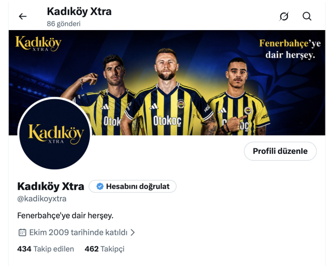 Satılık futbol spor konsept x hesabı fenerbahçe